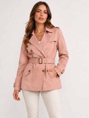 Coach womens Pink trench coat lined Excellent Condition XXS - 0315